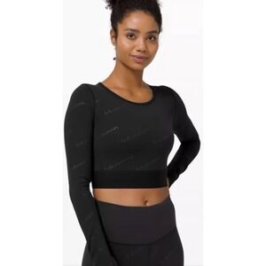 Lululemon Wunder Train Cropped‎ Long Sleeve Shirt Logo Special Edition Size 4